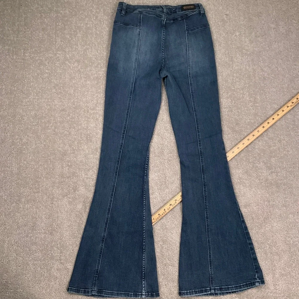 Shyanne Jeans Womens 27 Dark Blue Flare‎ High Rise Western Bell Bottom Cowgirl